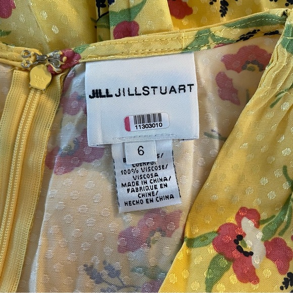 Jill Stuart puff sleeve floral print midi dress yellow 22774 - Picture 11 of 16